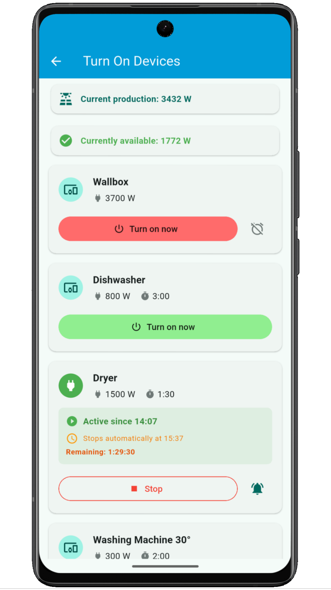GO SunPilot app – traffic light system for appliances